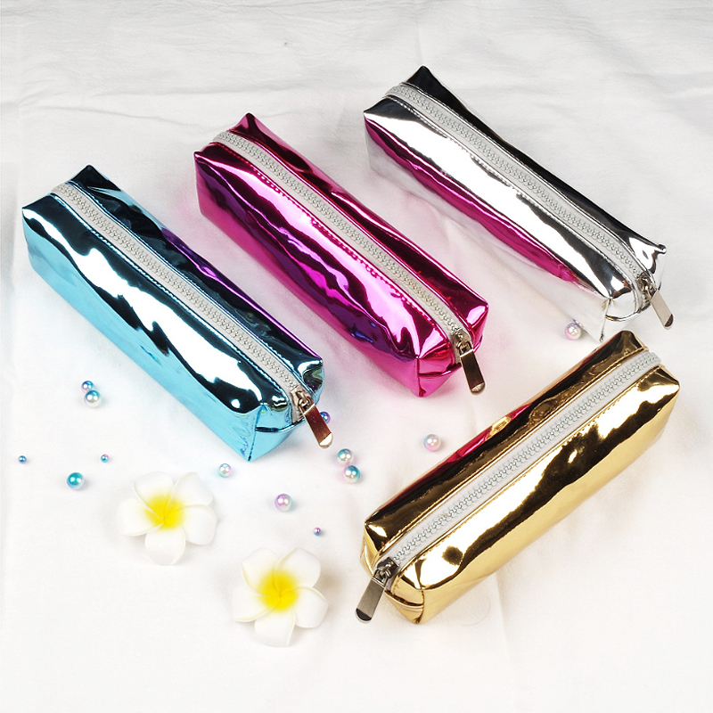 Glitter TPU Girls School Supplies Laser clear transparent colorful pencil case