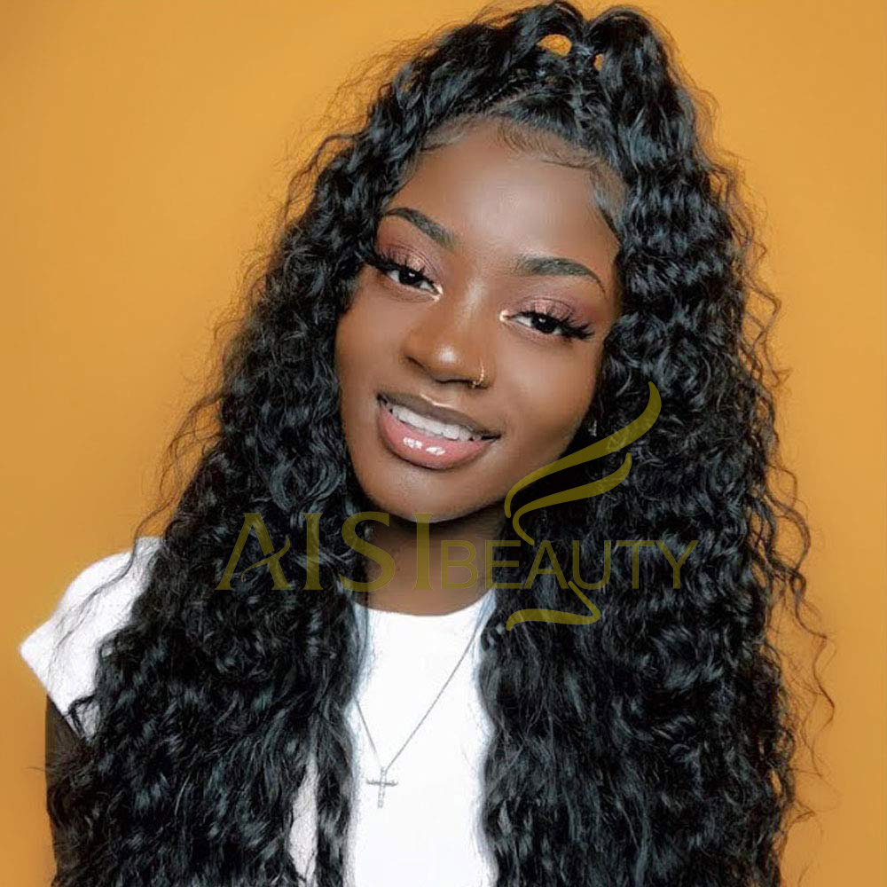 Aisi Beauty Wholesale Cheap Vendor Long Wavy Kinky Curly 13x6 Black Lace Front Synthetic Hair For Black Women Lace Front Wig