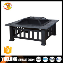 Outdoor Backyard Patio Garden Square Stove Fireplace With Cover Poker Metal Firepit