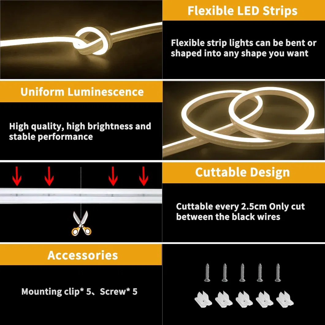 Colorful Flexible IP67 Silicone Neon Strip Lights for Home and Garden Decor