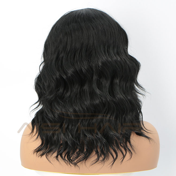 Aisi Hair New Design 16 Inch Body Wavy Natural Black Wig Long Wavy Swiss Lace Wig Synthetic Lace Front Hair Wigs For Black Women