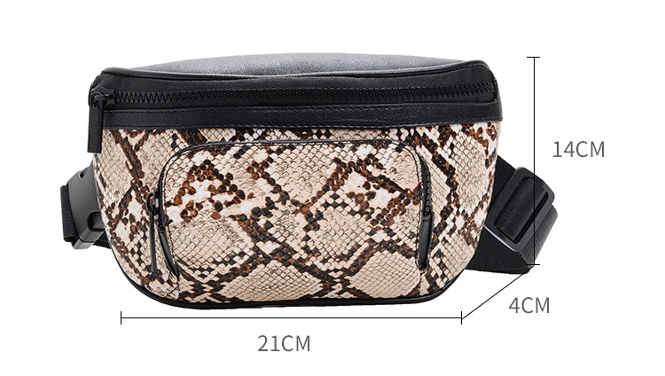 Large Capacity Modern Fashion Embossed Logo Stylish Crossbody Belt Bum Bag Python Pattern Women Ladies Fanny Pack Waterproof Waist Bag