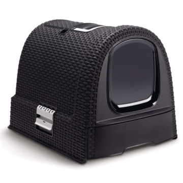 Dark-Grey Hooded Cat Litter Box