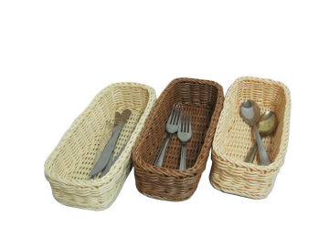 Solid Pp Rattan Cutlery Basket By Handmade , Small Rattan Baskets