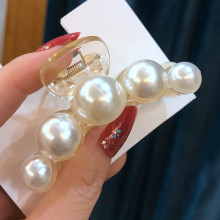 BH-129 Fashion Beautiful Lady Hair Claw Clips Pearl White Hair Clips