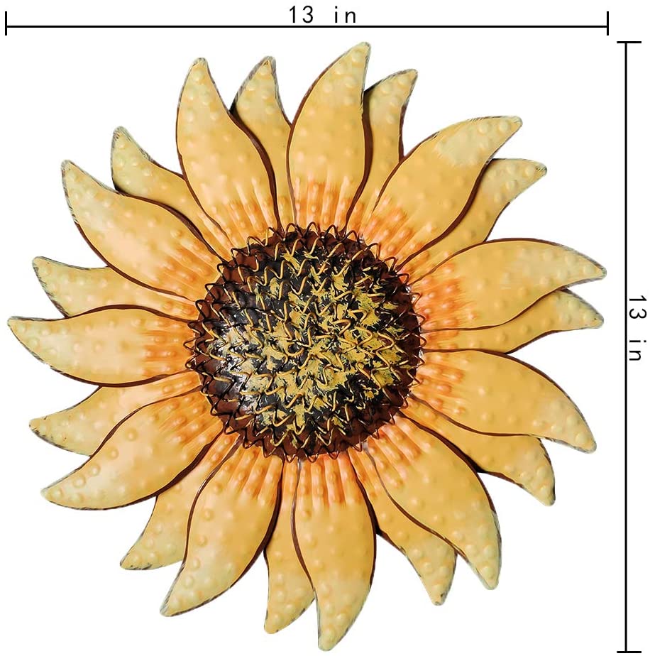 Arte murale di girasole in metallo da 13 pollici