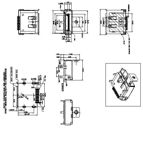 Visa port A Type 20P RA SMT H = 8,8mm