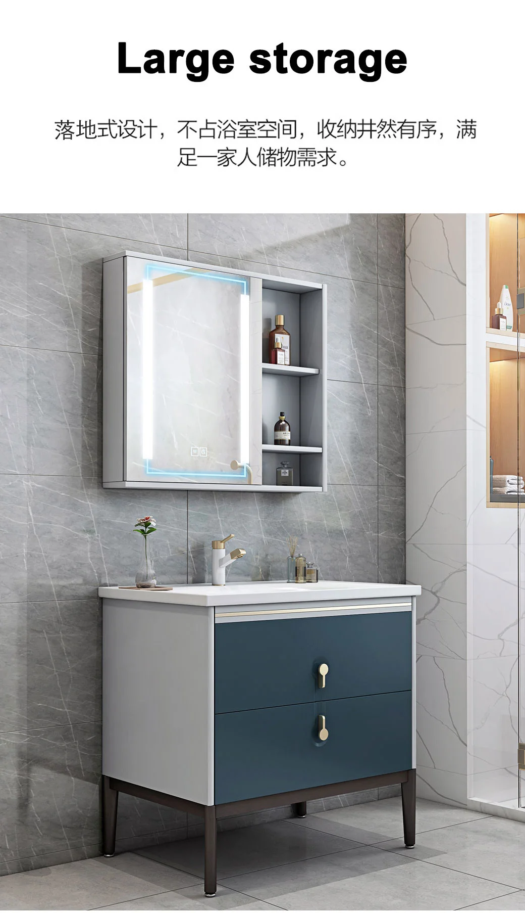 Om Cabinet Floor Mounted Washbasin Wash Hand Wash Basin Cabinet