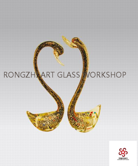 Vintage Jewelery Swans Glass Sculpture