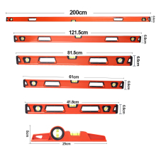 Aluminum Alloy Magnetic Spirit Level Set - 6pcs 250mm to 2000mm