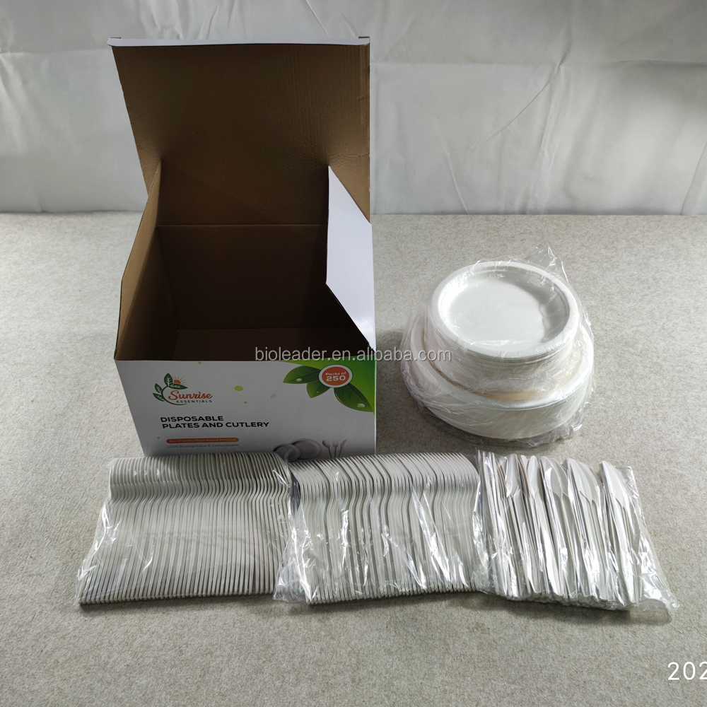 Wholesale Biodegradable Plastic Cutlery Disposable Cornstarch Flatware Set