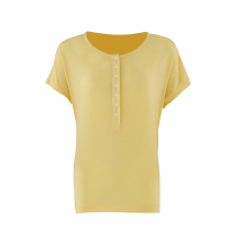 Ladies Slim Fit Merino Wool Henley Short Sleeve T-Shirt