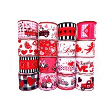 Custom Printed 63mm Valentine's Day Wired Edge Ribbon – Heart & Love Burlap for Decoration