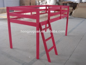 kid's half tall bed,loft bed,wall bed,kids wooden loft bed with pirate tent,ladder,slider