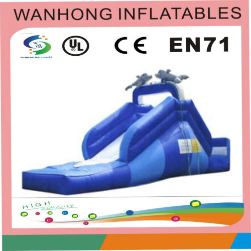 Outdoor water slide , animal combo slide , blue dolphin inflatable slide