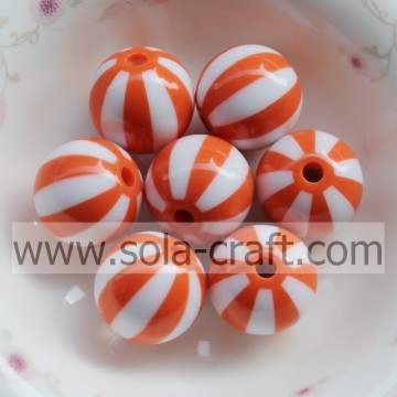16MM 500pcs/lot Orange Resin Beads,Resin Gumball Beads For Chunky Jewelry Making,Resin Striped Beads Round for Chunky Necklace
