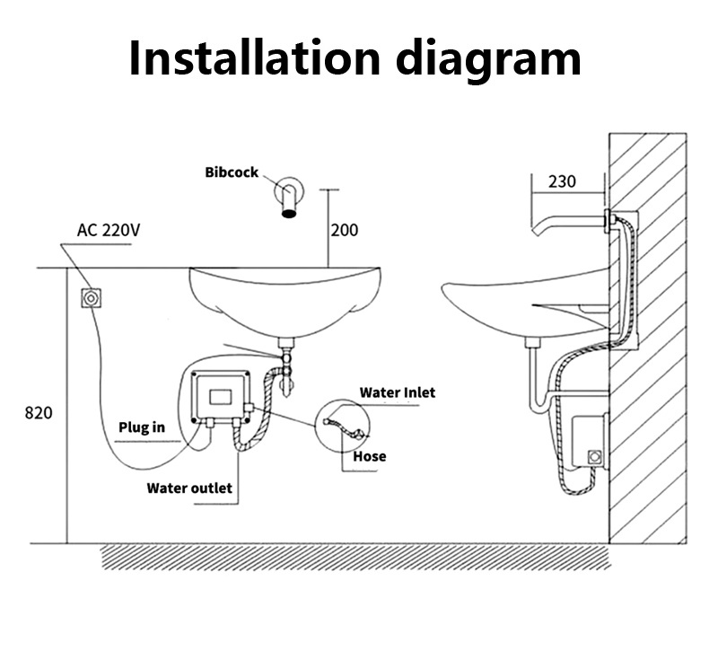 F415 Commercial Automatic Tap Sensor Electric Water mixer  Bathroom Sensor Faucet