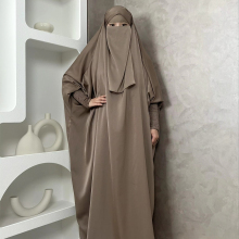 One Piece Satin Jilbab Niqab Attached Modest Dress