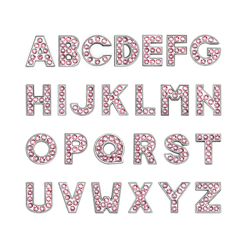 Hot Hot Silver Rhinestone Slide Letters A To Z Rhinestones Slider Alphabet Beads Bling Initials Letter Statement Charms