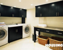 Modern Design Laundry Room Storage Cabinet With Satin / Matte Surface