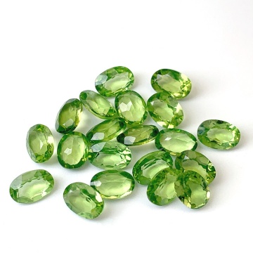 Natural Peridot Egg-Shaped Gemstone Inlay Loose Stones