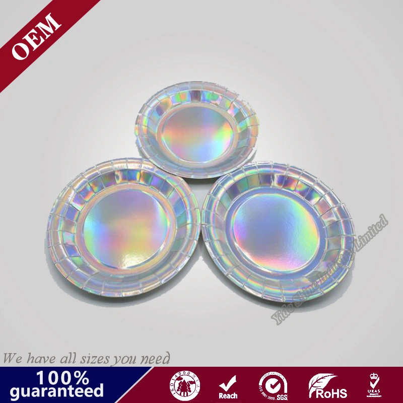 Shiny Iridescent Hot Sale Popular Disposable Paper Plate for Gifts and Party