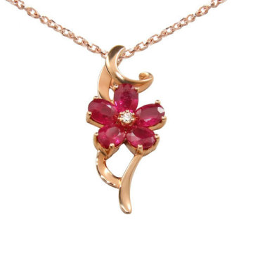 Red diamond necklace flower pendant necklace gold necklace designs girls