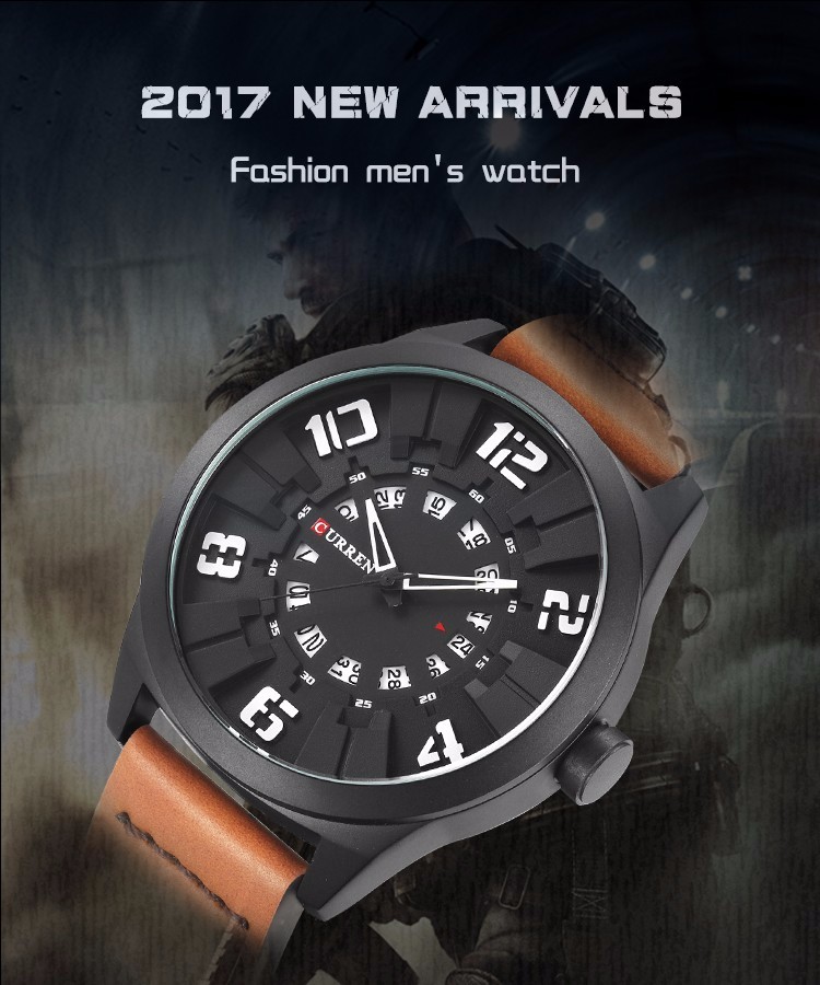 CURREN 8258 Men Quartz Watches Sport Wrist Watch Fashion New Military Style Men Watch With 3D Surface Online