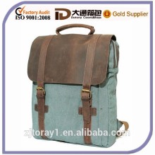 Retro Leather Canvas Travel School Backpack Computer Laptop Rucksack