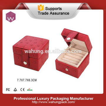 Leather red color unique jewelry box ring holders