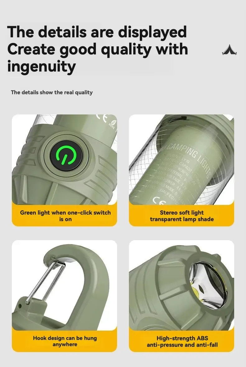 Multi Functional Outdoor Camping Light, Portable, Strong Flashlight, Rechargeable
