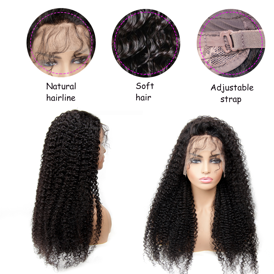 Mongolian Kinky Curly Human Hair Wigs 130% Density 13x4 13x6 Front Lace Raw Natural Color With Baby Hair Pre Plucked Wigs