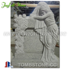 Granite Angel Monuments, Headstone with angel statue and roses