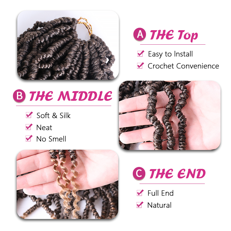 Synthetic Hair Extension Kids Mambo Bomb Spring Twist Faux Curly Ends Soft Locs Crochet Braid For Kids Toddler Hairstyles