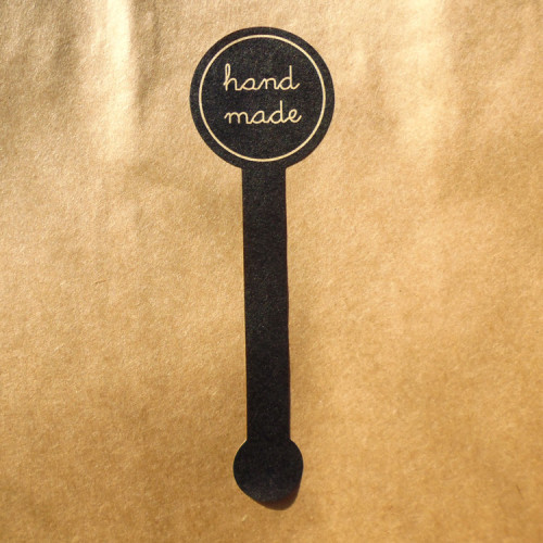 100Pcs Long Style "HAND MADE" Black Handmade Cake Packaging Sealing Label Kraft Sticker Baking DIY Gift Box Stickers M1201