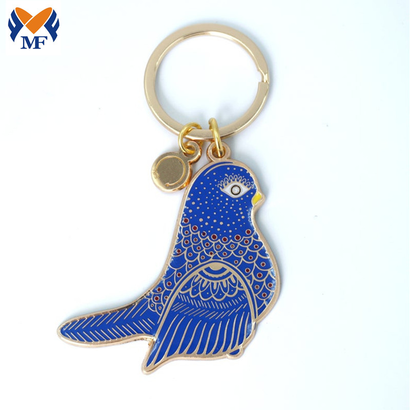 Cadeau aangepast logo schattige vogel emaille sleutelhanger