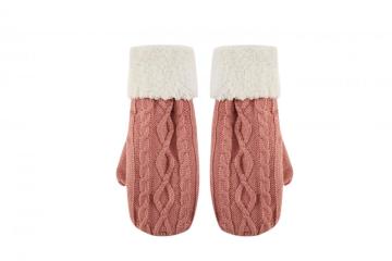 Girl's Knitted Cable Fleece Opening Mitten Gloves
