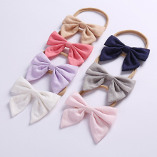 1pcs/lot 3" Babe Girls Cotton Fabric Bow Nylon Headband,Very good Stretch, Super soft Nylon headbands babe shower gift