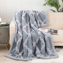 Songmai Diamond Checked Jacquard Thickened Sherpa Fleece Throw Blanket