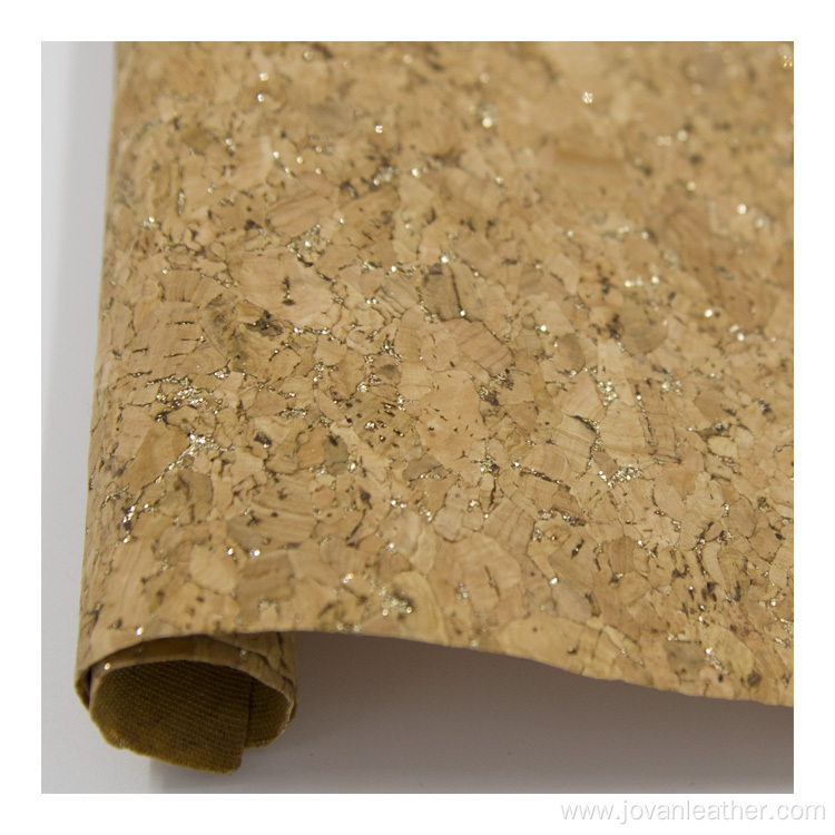 PU cork faux leather fabric with genuine cork