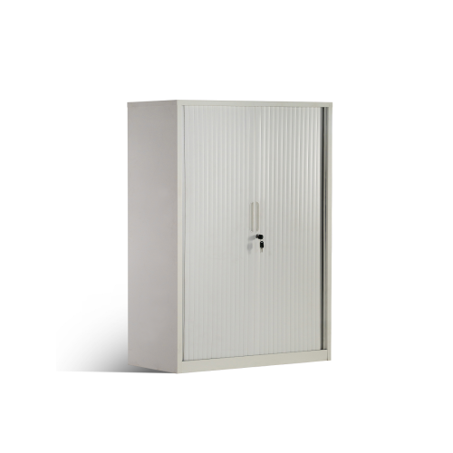 White Lockable Tambour File Cabinet with Shelves