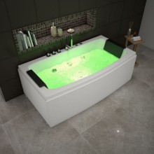 Modern 1.7m Freestanding Acrylic Whirlpool Bathtub with 2 Pillows and Jets for Family Use