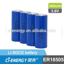 Li-SOCI2 battery Cylindrical type 3.6V lithium battery ER18505 A size