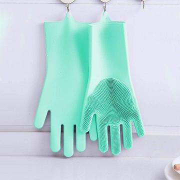 Gants en silicone pour le nettoyage de la vaisselle avec récureur de lavage