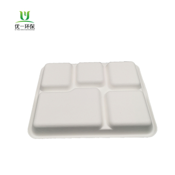 Disposable Sugarcane Trays 5 Compartments Tableware Dishes