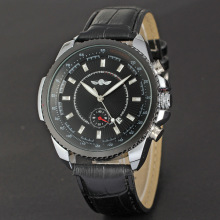 chronograph watch winner men watch with high quality leather band date design watch