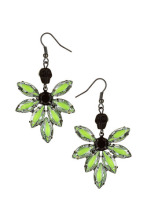 Green flower diamond drop earrings for girls