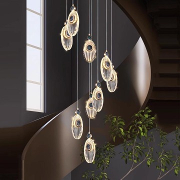 Modern Staircase LED Chandelier for Villa Hotel Engineering