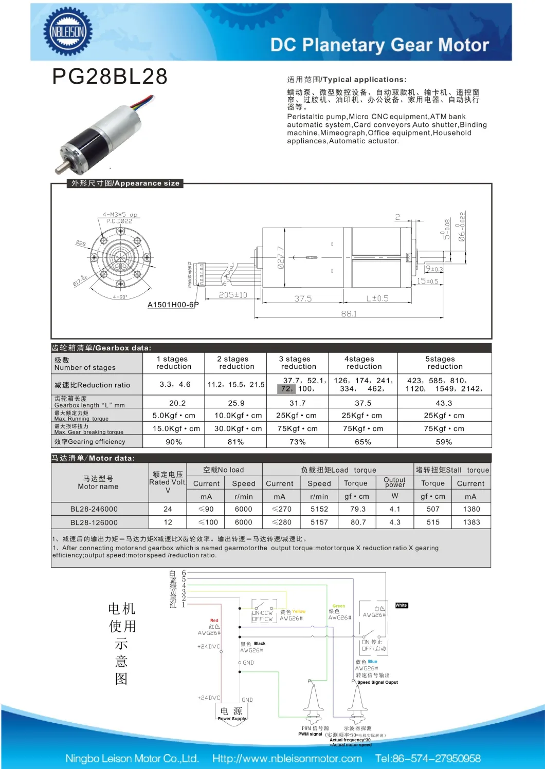 Long Life Time 28mm 12V/24V BLDC Planetary Gear Motor