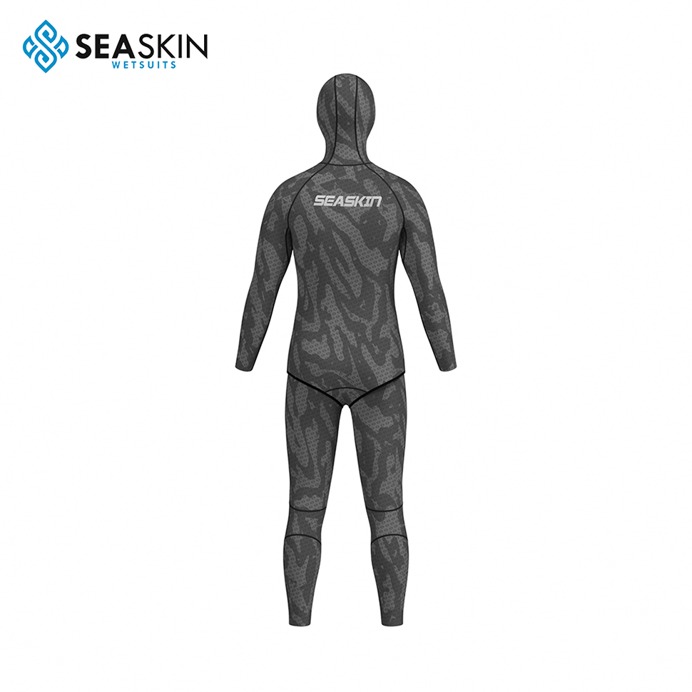 Seackin άνδρες 3mm καμουφλάζ δύο κομμάτι hoodie neoprene κοστούμια αναπνευστήρα freediving camo spearfishing wetsuit